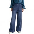 thumbnail image 1 of cocolona Womens Summer Casual Flare Jeans Button Zipper Waist Wide Leg Washed Denim Pants with Pockets, 1 of 5