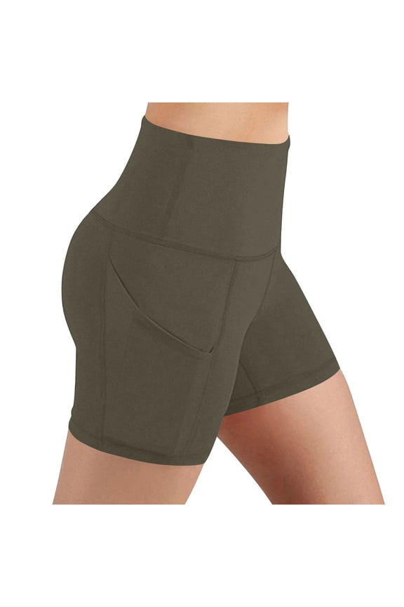 Womens Summer Casual High Waist Athletic Biker Shorts Elastic Waist Butt Lifting Stretch Yoga Running Shorts with Pocket