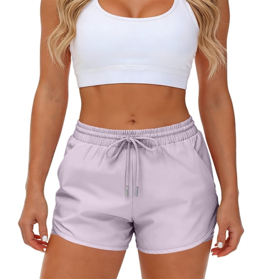 cocolona Womens Summer Casual High Waist Athletic Shorts Elastic Waist Drawstring Stretch Workout Gym Running Skorts with Pocket