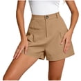 thumbnail image 1 of cocolona Womens Summer Casual High Waist Bermuda Shorts Elastic Button Waist Wide Leg Beach Shorts with Pocket, 1 of 5