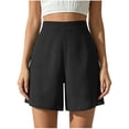 thumbnail image 1 of cocolona Womens Summer Casual High Waist Chiffon Dress Shorts Breathable Elastic Waist Straight Wide Leg Beach Shorts, 1 of 4