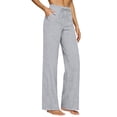 thumbnail image 1 of cocolona Womens Summer Casual High Waist Linen Pants Elastic Waist Straight Wide Leg Lounge Beach Pants with Pockets, 1 of 5
