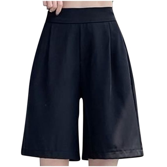 cocolona Womens Summer Casual Ice Palazzo Shorts Elastic Waist Straight Wide Leg Vacation Lounge Shorts