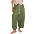 thumbnail image 1 of cocolona Womens Summer Casual Linen Pants Elastic Waist Straight Wide Leg Beach Pants with Pockets, 1 of 5
