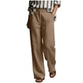 thumbnail image 1 of cocolona Womens Summer Casual Linen Pants Straight Elastic Waist Lounge Beach Pants with Pocket, 1 of 5