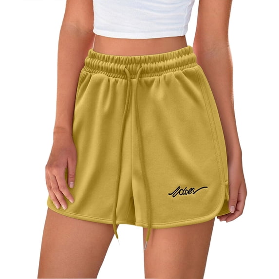cocolona Womens Summer Casual Loose Athletic Shorts Solid Color Elastic Waist Drawstring Gym Running Shorts with Pocket