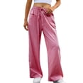 thumbnail image 1 of cocolona Womens Summer Casual Loose Plaid Pants Elastic Waist Straight Wide Leg Vacation Trousers with Pocket, 1 of 5