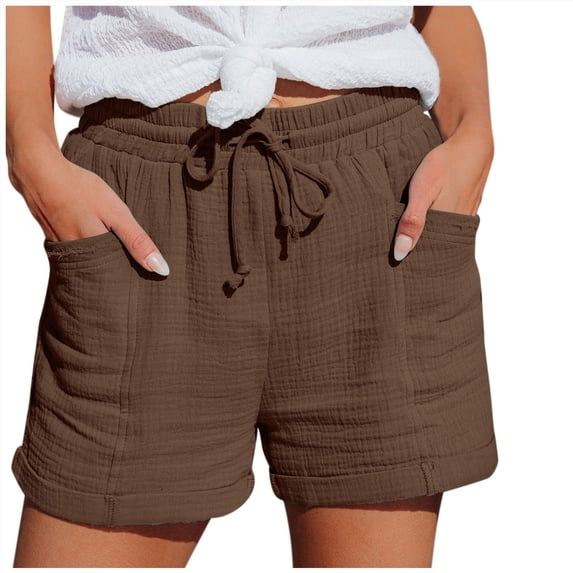 cocolona Womens Summer Casual Loose Shorts Elastic Waist Drawstring Wide Leg Lounge Beach Shorts with Pockets