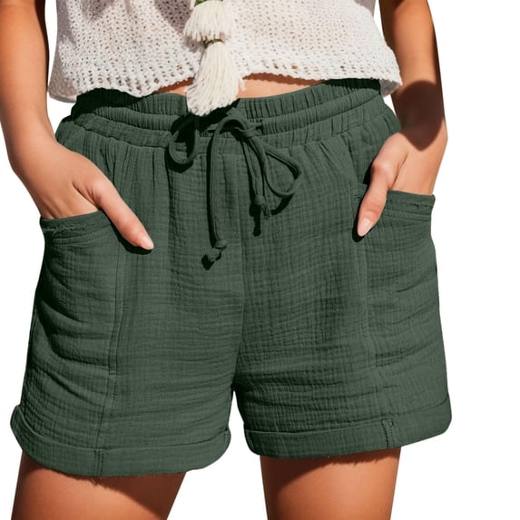 cocolona Womens Summer Casual Loose Shorts Elastic Waist Drawstring Wide Leg Lounge Beach Shorts with Pockets