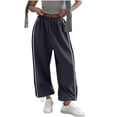 thumbnail image 1 of cocolona Womens Summer Casual Loose Sweatpants Elastic Waist Straight Wide Leg Workout Gym Running Trousers With Pocket, 1 of 5
