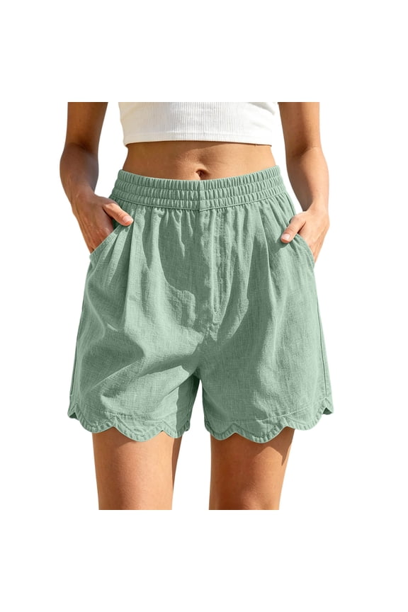 Womens Summer Casual Pajama Shorts Elastic Waist Straight Wide Leg Beach Lounge Shorts with Pockets