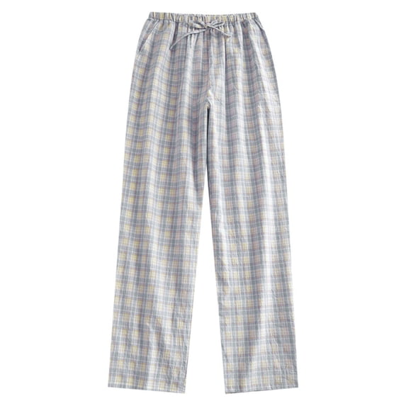 cocolona Womens Summer Casual Plaid Pajama Pants Elastic Waist Drawstring Wide Leg Vacation Lounge Pants