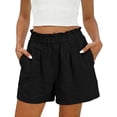 thumbnail image 1 of cocolona Womens Summer Casual Pleated Beach Shorts Solid Color Ruffled Elastic Waist Wide Leg Shorts with Pocket, 1 of 5
