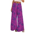 thumbnail image 1 of cocolona Womens Summer Casual Printed Wide Leg Pants Split Leg Elastic Waist Drawstring Travel Lounge Trousers, 1 of 5