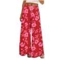thumbnail image 1 of cocolona Womens Summer Casual Printed Wide Leg Pants Split Leg Elastic Waist Drawstring Travel Lounge Trousers, 1 of 5