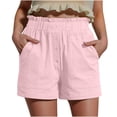thumbnail image 1 of cocolona Womens Summer Casual Shorts Trendy Ruffle Elastic Waist Button Down Shorts Lightweight Vacation Beach Shorts with Pockets L, 1 of 6