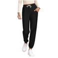 thumbnail image 1 of cocolona Womens Summer Casual Stretch Joggers Elastic Waist Drawstring Straight Lounge Trousers with Pocket, 1 of 5