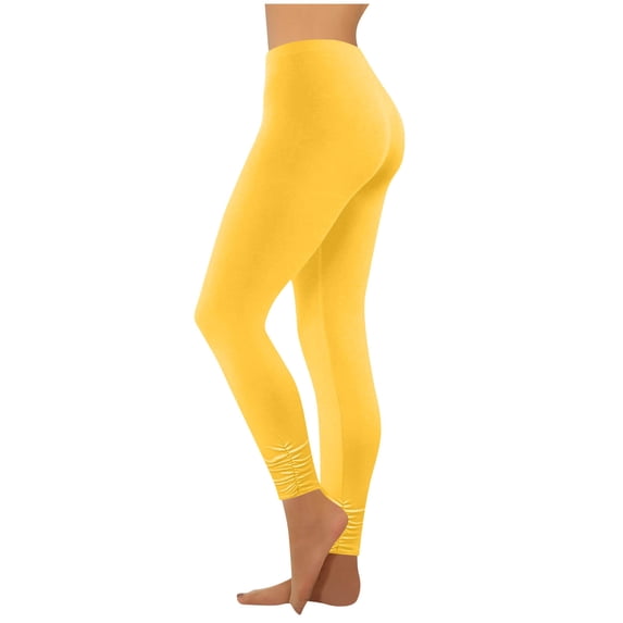 cocolona Womens Summer Casual Stretch Yoga Leggings Solid Color Elastic Waist Workout Gym Running Pants