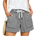 thumbnail image 1 of cocolona Womens Summer Casual Striped Beach Shorts Elastic Waist Drawstring Wide Leg Lounge Shorts with Pockets, 1 of 4