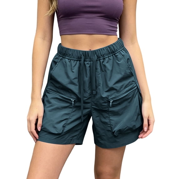 cocolona Womens Summer Drying Lightweight Cargo Shorts Elastic Waist Drawstring Wide Leg Outdoor Hiking Shorts with Pockets