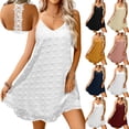 thumbnail image 1 of cocolona Womens Summer Halter Dress Sleeveless Ruffle Flowy Mini Dress Casual Solid Color Vacation Beach Sundress, 1 of 7