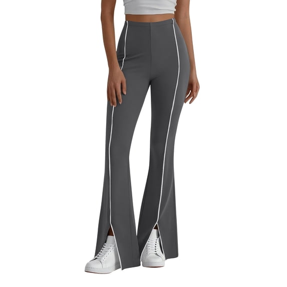 cocolona Womens Summer High Waist Butt Lifting Flare Leggings Casual Loose Elastic Waist Splited Wide Leg Yoga Pants