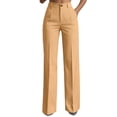 thumbnail image 1 of cocolona Womens Summer High Waist Striped Dress Pants Button Zipper Waist Straight Wide Leg Business Work Pants with Pockets, 1 of 5