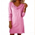 thumbnail image 1 of cocolona Womens Summer Linen Dress Fashion Solid Color Long Sleeve Mini Dress Casual Loose Vacation Beach Sun Dress, 1 of 7