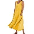 thumbnail image 1 of cocolona Womens Summer Linen Dress Sleeveless Casual Tank Long Dress Beach Solid Color Loose Sundress with Pockets, 1 of 7