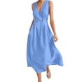 thumbnail image 1 of cocolona Womens Summer Linen Long Dress Button V Neck Sleeveless Tank Dress Casual Solid Color Vacation Beach Sundress with Pockets, 1 of 6