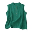 thumbnail image 1 of cocolona Womens Summer Linen Tank Tops Button Crew Neck Sleeveless Shirts Casual Solid Color Lightweight Blouses, 1 of 4