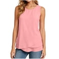 thumbnail image 1 of cocolona Womens Summer Linen Tank Tops Crew Neck Sleeveless Ruffle Hem Shirts Dressy Casual Tunic Solid Color Blouses, 1 of 6