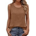 thumbnail image 1 of cocolona Womens Summer Linen Tank Tops Crew Neck Sleeveless Shirts Dressy Casual Solid Color Blouses, 1 of 4