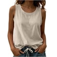 thumbnail image 1 of cocolona Womens Summer Linen Tank Tops Crew Neck Sleeveless Side Split Shirts Trendy Casual Solid Color Blouses, 1 of 6
