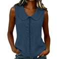 thumbnail image 1 of cocolona Womens Summer Linen Tank Tops Sleeveless Lapel Hollow Out Shirts Dressy Casual Solid Color Blouses, 1 of 3