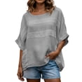 thumbnail image 1 of cocolona Womens Summer Linen Tops Crew Neck 3/4 Sleeve T-Shirts Fashion Casual Loose Solid Color Blouses, 1 of 7