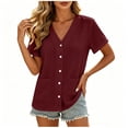 thumbnail image 1 of cocolona Womens Summer Linen Tops Dressy Casual Trendy Blouses Short Sleeve V-Neck Button Shirts with Pockets, 1 of 4