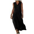 thumbnail image 1 of cocolona Womens Summer Long Dress Button Down Collar Sleeveless Flowy Maxi Dress Casual Loose Vacation Beach Sundress, 1 of 5