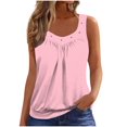 thumbnail image 1 of cocolona Womens Summer Loose Fit Tank Tops V Neck Sleeveless Pleated Shirts Fashion Solid Color Casual Blouses, 1 of 3