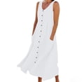 thumbnail image 1 of cocolona Womens Summer Loose Long Dress Sleeveless Button V Neck Ruffle Flowy Tank Dress Hawaiian Beach Sundress with Pockets, 1 of 7