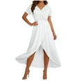 thumbnail image 1 of cocolona Womens Summer Maxi Dress Wrap V Neck Short Sleeve Flowy Slit Long Dress Casual Loose Vacation Beach Sun Dress, 1 of 7