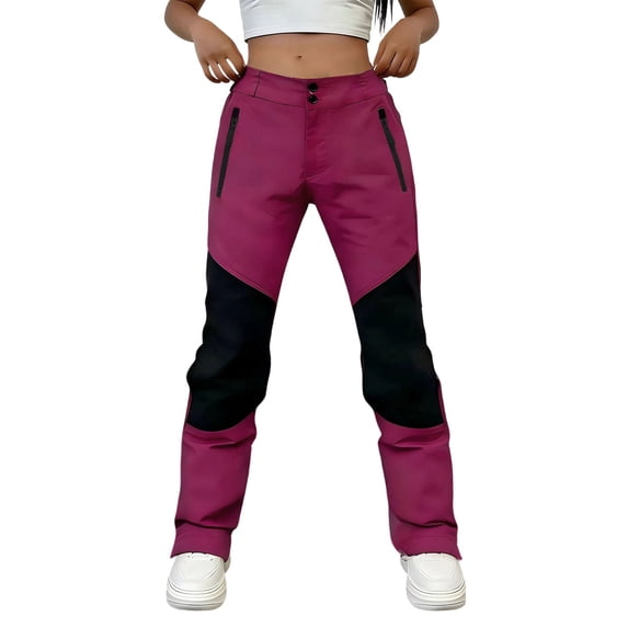 cocolona Womens Summer Outdoor Waterproof Hiking Pants Button Zipper Waist Straight Gym Trousers with Pocket