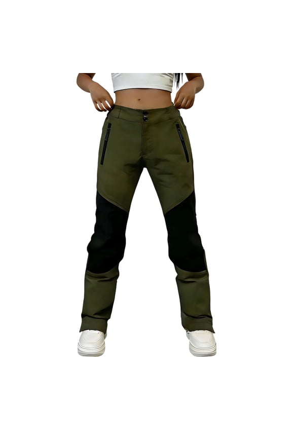 Womens Summer Outdoor Waterproof Hiking Pants Button Zipper Waist Straight Gym Trousers with Pocket