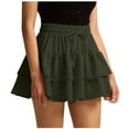 thumbnail image 1 of cocolona Womens Summer Pleated Skirts Fashion Casual Solid Color Elastic Waist Flowy Mini Skirts Beach Vacation Skirts Army Green M, 1 of 7