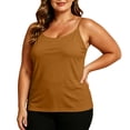 thumbnail image 1 of cocolona Womens Summer Plus Size Camisole Tank Tops with Built in Bras Crew Neck Sleeveless Adjustable Strap Oversized Shirts Casual Loose Solid Color Blouses, 1 of 7