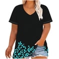 thumbnail image 1 of cocolona Womens Summer Plus Size Short Sleeve Tops Fashion Casual Loose Print T-shirts V Neck Basic Tees, 1 of 5