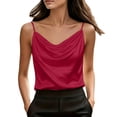 thumbnail image 1 of cocolona Womens Summer Satin Tank Tops Cowl Neck Sleeveless Elegant Camisole Shirts Trendy Casual Solid Color Blouses, 1 of 5