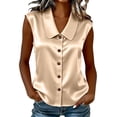 thumbnail image 1 of cocolona Womens Summer Satin Tank Tops Lapel Sleeveless Button Shirts Trendy Casual Solid Color Blouses, 1 of 5
