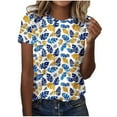 thumbnail image 1 of cocolona Womens Summer Short Sleeve Tops Casual Loose Floral Print Basic T-shirts Crew Neck Tees Trendy Blouse, 1 of 4