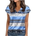 thumbnail image 1 of cocolona Womens Summer Silk Satin Tops Plus Size V Neck Short Sleeve T-shirt Fashion Casual Cute Print Tees Blouses, 1 of 6